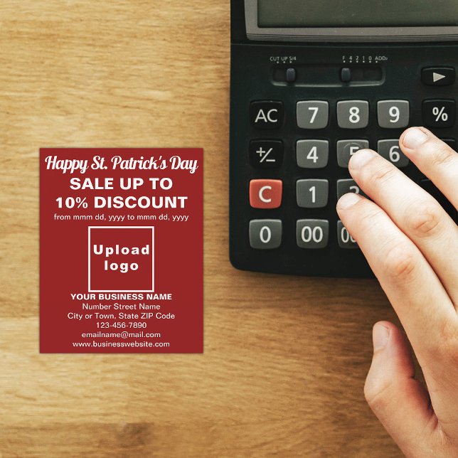 Rua Vermelha. Folheto de vendas do dia de Patrick (Red St. Patrick's Day business sale flyer)