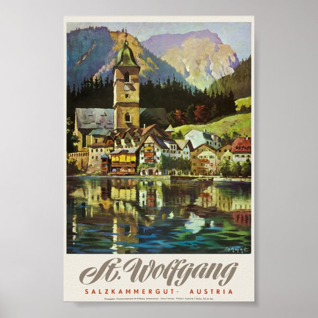 Rua Wolfgang Salzkammergut Poster vintage 1936 (Frente)