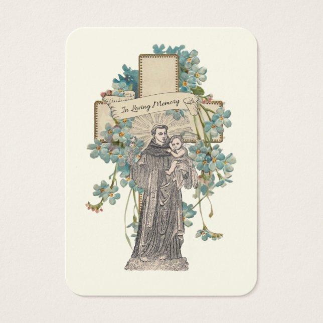 RUAS. Cartão de Oração Funeral ANTHONY Católico (Frente)