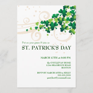 Ruas. Convite de festas de Shamrock no Dia do Patr