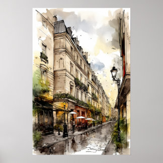 Ruas de Poster de Aquarela de Paris