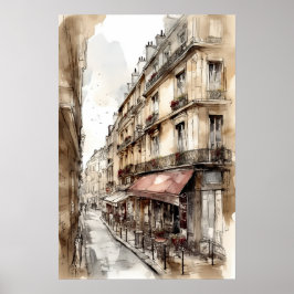Ruas de Poster de Arte por Aquarela de Paris