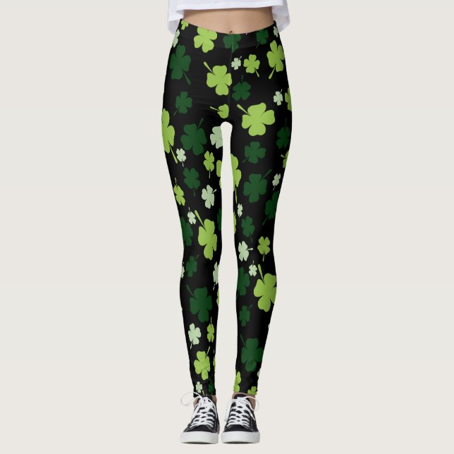 Ruas de Shamrock, leggings do dia de Patrick (Frente)