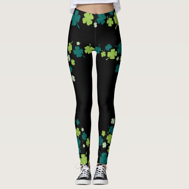 Ruas de Shamrock, leggings do dia de Patrick (Frente)