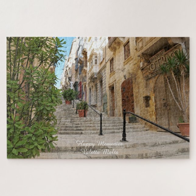 Ruas de Valetta Malta. Quebra-cabeça (Horizontal)