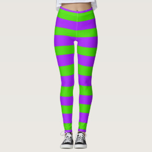 Ruas em tiras roxas e verdes. Leggings Urho