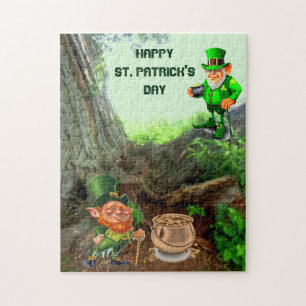 RUAS. Quebra-cabeça DO DIA DE PATRICK LEPRECHAUN J