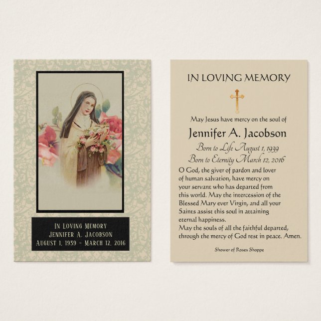 Ruas. Terese do Memorial Funeral Lisieux (Frente & Verso)