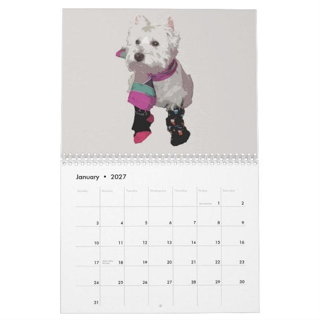 Rubi o calendário de Westie 2010 (Jan 2027)