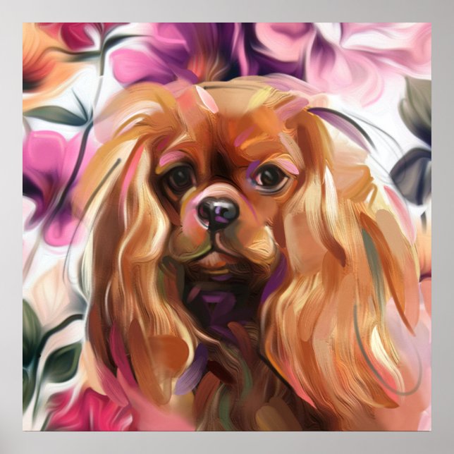 'Ruby' Cavalier dog art impressão no papel | grand (Frente)