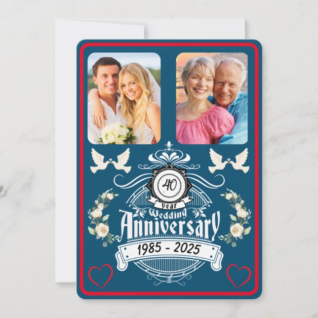 Ruby Jubilee 2 Foto 40º Aniversário Convite (Frente)