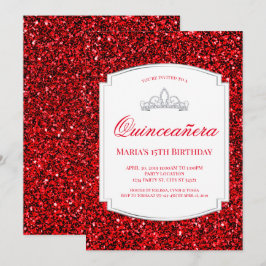 Ruby Red Glitter Quinceañera Convites