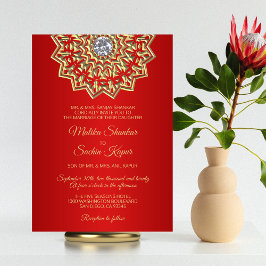 Ruby RED Mandala Dourado Convites para Casamento I