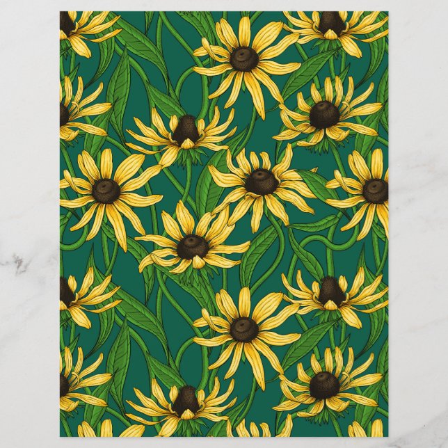 Rudbekia amarela em verde escuro (Frente)