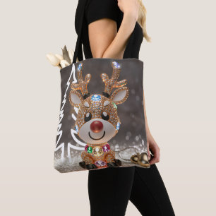 Rudolph Tote Tote Bag Reindeer de Natal Estrilizad