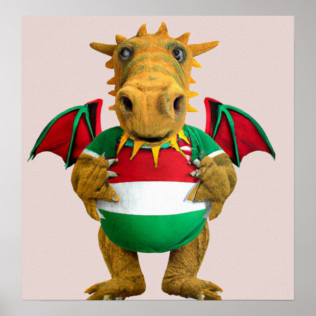 Rugby Dragon - Rugby Art Impressão (Frente)