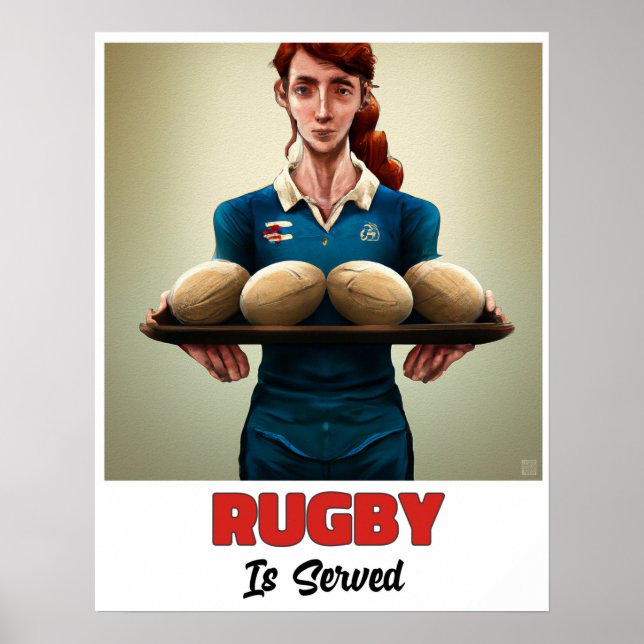 Rugby é servido - Impressão de pintura de rugby (Frente)