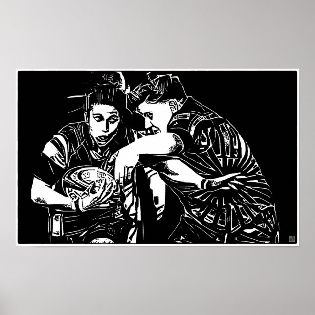 Rugby feminino - Impressão de Arte em Bloco de Mad (Frente)