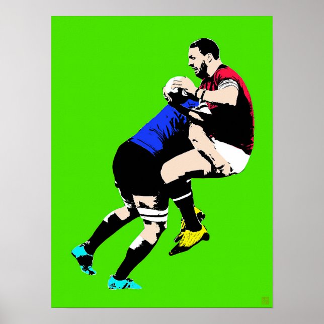 Rugby Pop Art - Impressão de pintura de rugby (Frente)