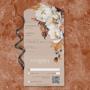 Ruim Tan & Cream Fall Floral & Sai do Código QR