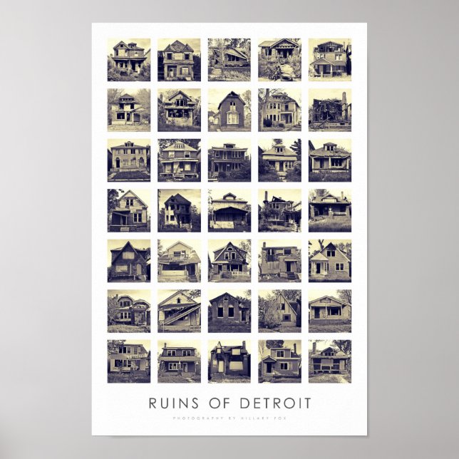 Ruínas da Poster de Detroit - Casas Abandonadas (Frente)