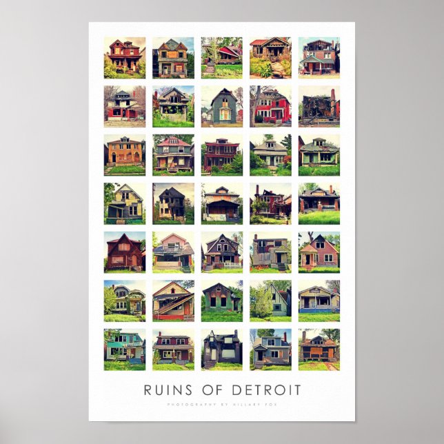 Ruínas da Poster de Detroit - Casas Abandonadas (Frente)