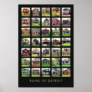 Ruínas do poster de Detroit - casas abandonadas