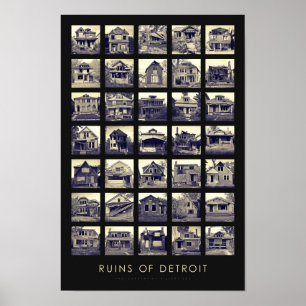Ruínas do poster de Detroit - casas abandonadas