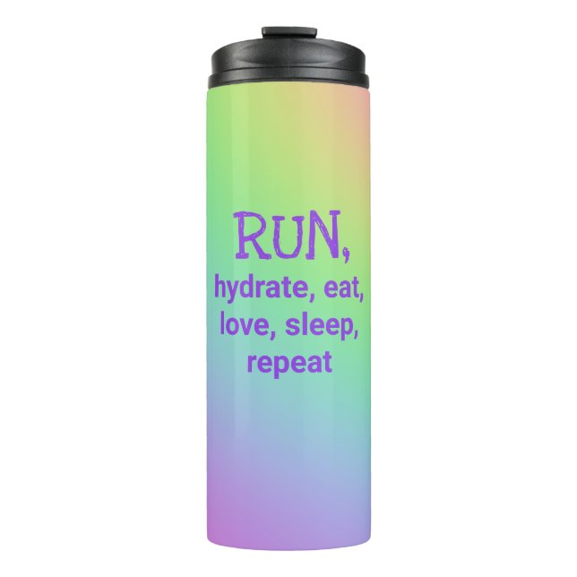 RUN, Hydrate, Coma, Amor... Garrafa Térmica Portát (Frente)