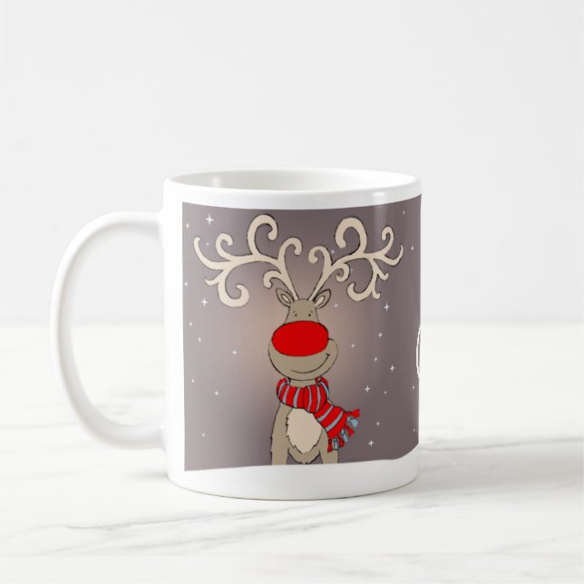 Runa de nariz vermelho divertida Caneca de Natal f (Esquerda)
