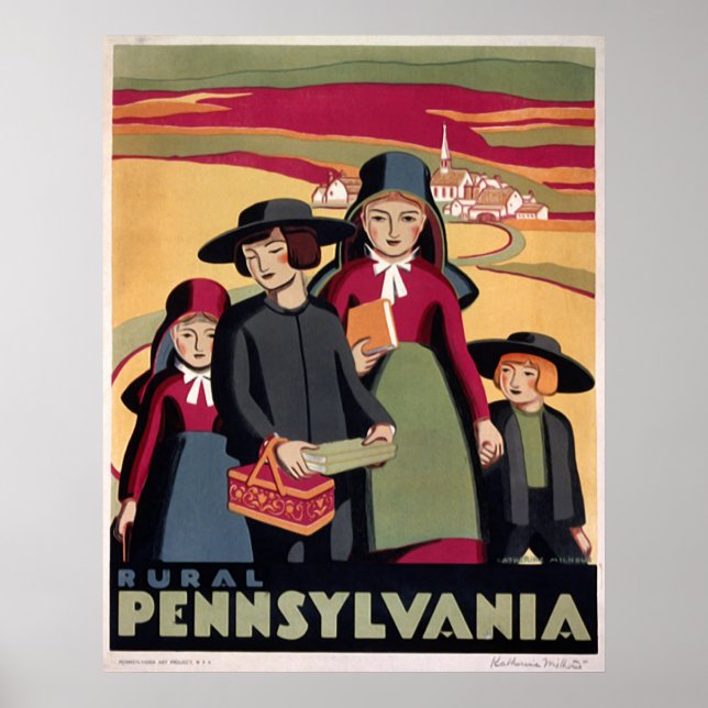 Rural Pennsylvania WPA Vintage Art Poster Impressã (Frente)
