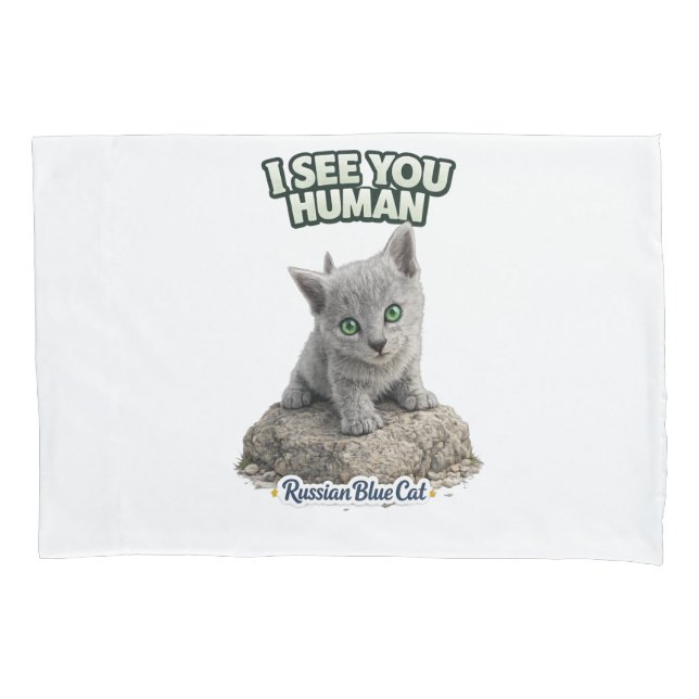 Russian Blue Cat Pillow Cover (Frente)