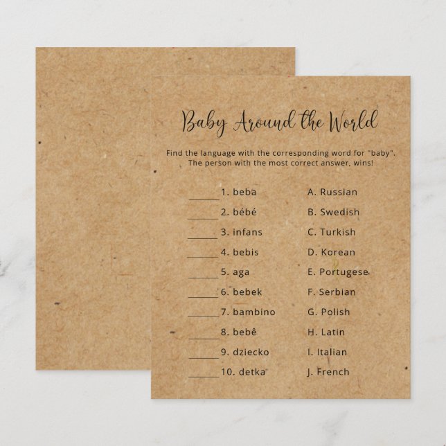 Russo - Bebê ao redor do mundo - Jogo do Chá de fr (Frente/Verso)