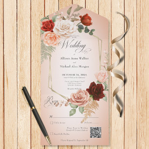 Russo Boho Rust Peach Frame Floral Blush Código QR