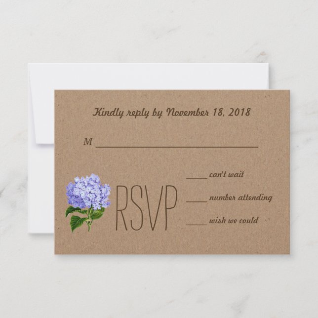 Russo Country Kraft Paper Blue Hydrangea RSVP (Frente)