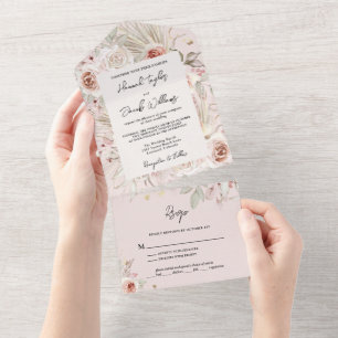 Russo de Boho Floral Rosa com Casamento RSVP