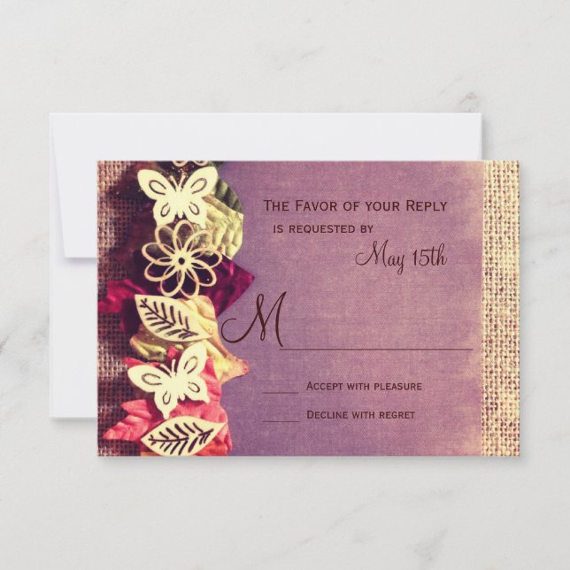 Russo deixa placas RSVP de Casamento outono Roxo (Frente)
