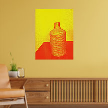 Russo Impressão Vase Amarelo Vermelho Quente