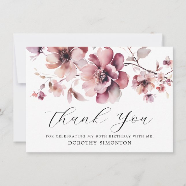 Russo Rosa 90 de Flor Selvagem Aniversário Obrigad (Frente)