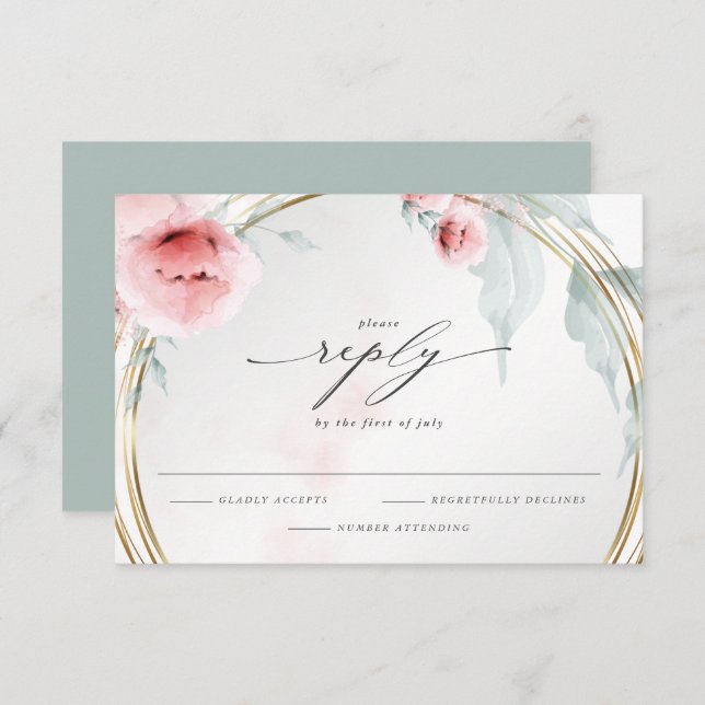 Russo RSVP Watercolor Pink Blush Peony (Frente/Verso)