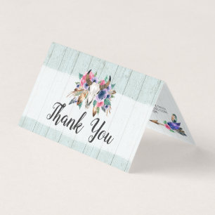 Russo Vaca Floral Crânio Aquarela Boho Obrigado