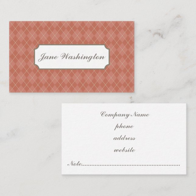 Rust Argyle Cartão de visita (Frente/Verso)
