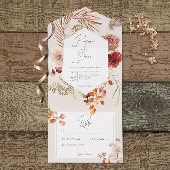 Rust Blush Fall Boho Floral Frame Cream No Janto (Criador carregado)