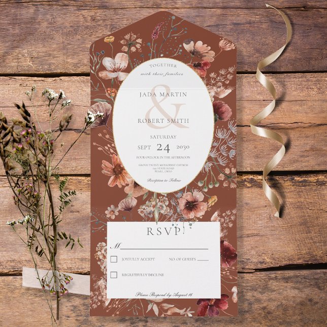 Rust & Blush Wildflower Frame Sem Janto (Criador carregado)