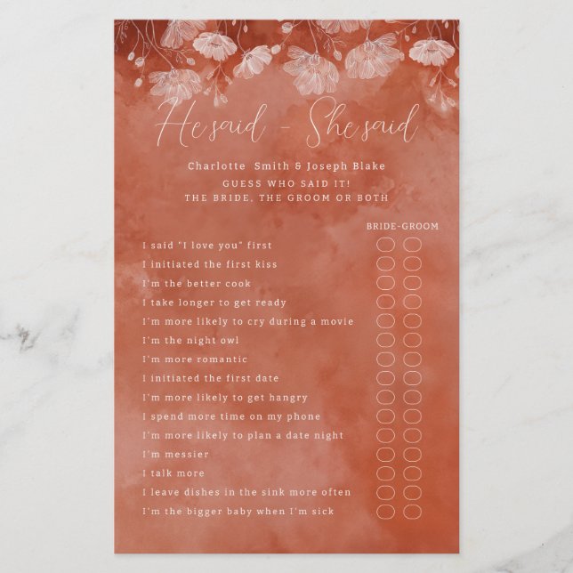 Rust Floral Ele Disse Que Ela Disse Jogo (Frente)