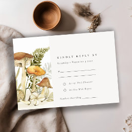 Rust Orange Mushroom Fern Foliage Weding RSVP