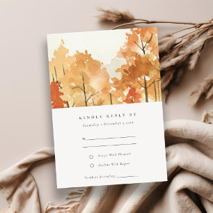 Rust Orange Yellow Autumn Fall Trees Weding RSVP