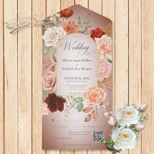 Rust Russo Boho & Peach Floral Arch Rust Código QR