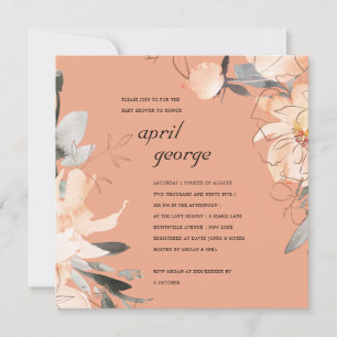 RUST TERRACOTTA CONVITE DE CHÁ DE FRALDAS FLORAL P