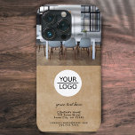 Rustic Add your Logo Custom Text Company Photo<br><div class="desc">Rustic Adicione seu logotipo com capas de iphone de fotos da empresa de texto personalizado. Fundo russo bege. Adicione seu logotipo,  foto e personalize o texto,  o nome da empresa,  o endereço e as informações de contato.</div>